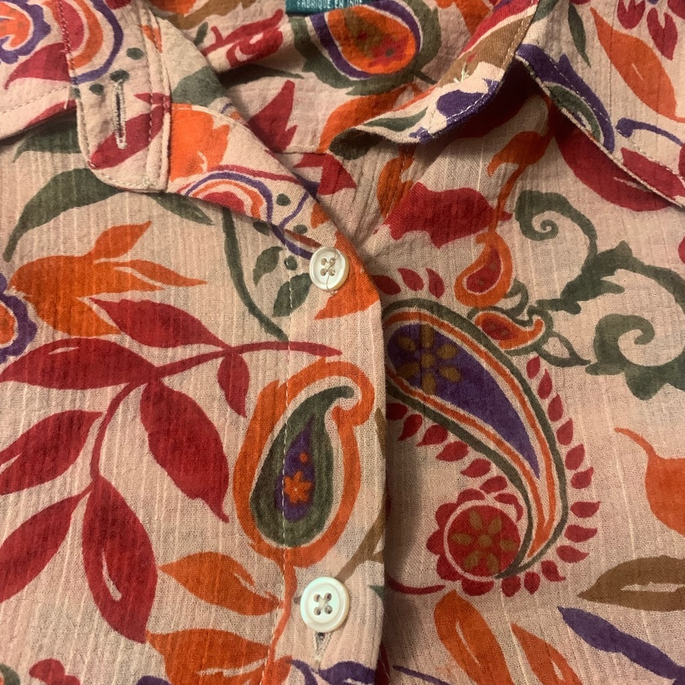Ralph Lauren Vibrant Floral Blouse - Red, Orange, Purple - Picture 3 of 4